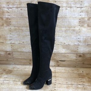 Marc Fisher Black Cap Toe Over the Knee Boots